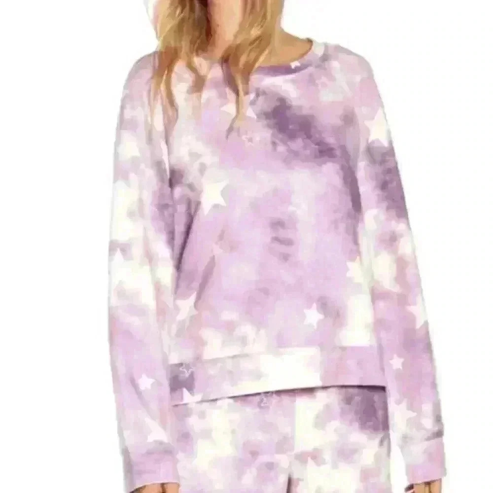 WILDFOX Tie Dye Star Print Pullover Sweater Size XL